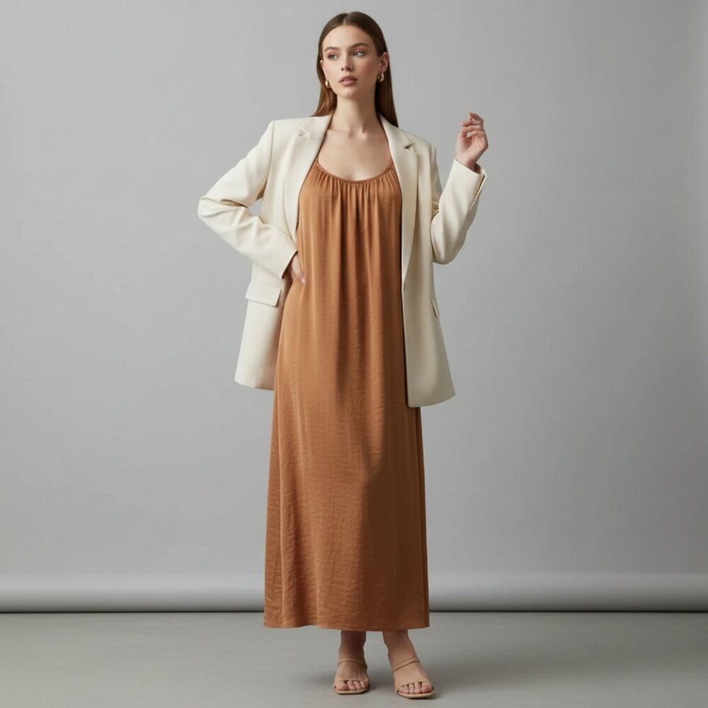 Oak + Fort Womens Medium Orange Slip Dress
